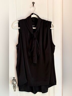 Banana Republic Women's Black Blouse | Cutout with Tie/Bow | size XXL